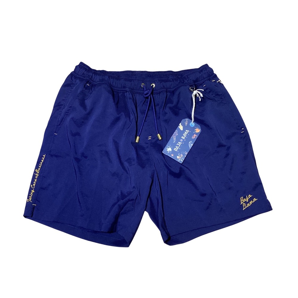 Baja Llama Neptune Swim Trunks Mens XL Fort Knox Navy Stretch Board Shorts NWT